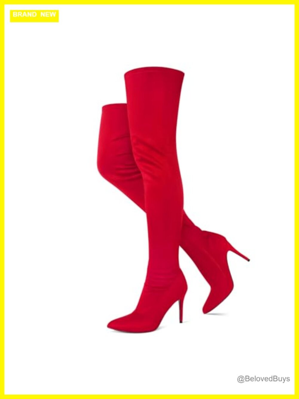 Faux Suede Thigh High Stiletto Boots Pointed Toe Side Zip Over The Knee